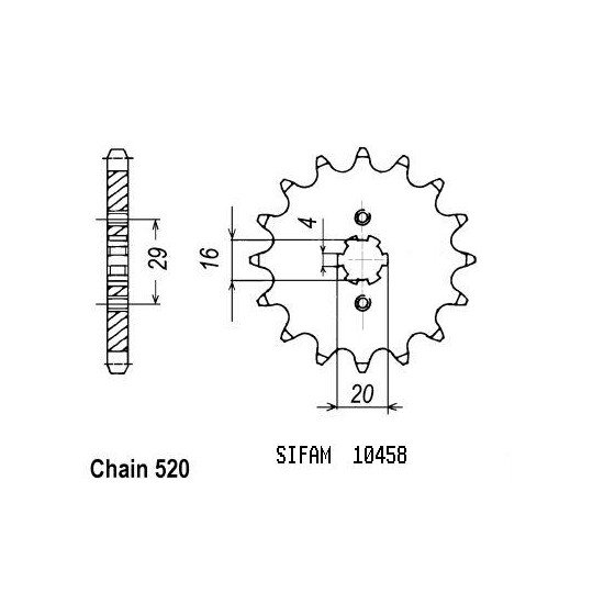 Pignon TT Kawasaki-Suzuki-Yamaha - 520 - 12 Dents - Similaire JTF422 -