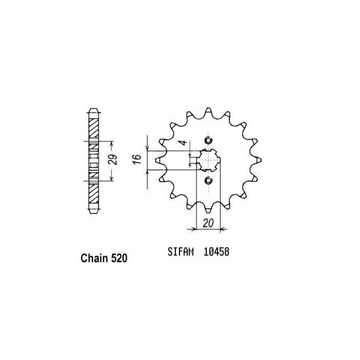 Pignon TT Kawasaki-Suzuki-Yamaha - 520 - 12 Dents - Similaire JTF422 -