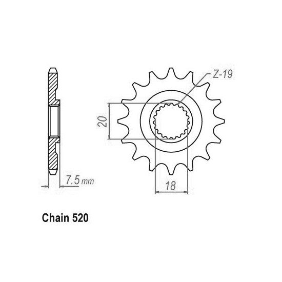 Pignon TT Lightweight Honda - 520 - 12 Dents - Similaire JTF326 - Made