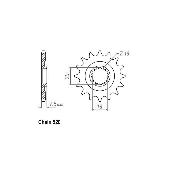 Pignon TT Lightweight Honda - 520 - 12 Dents - Similaire JTF326 - Made