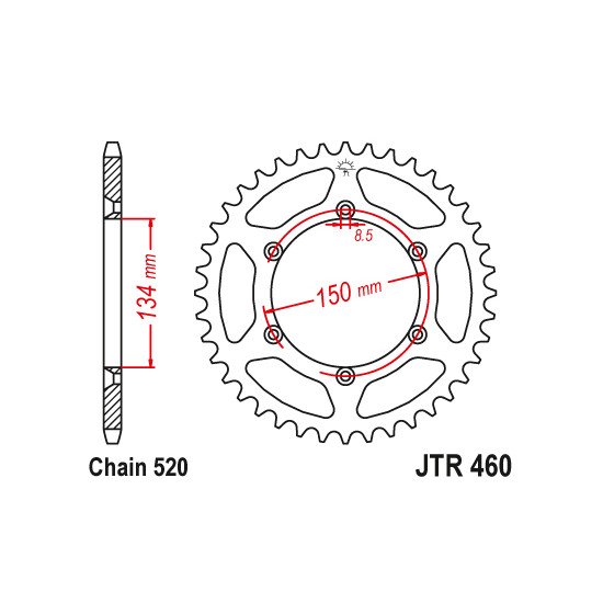 Couronne Acier TT Kawasaki - 520 - 42 Dents - Similaire JTR460 - Made