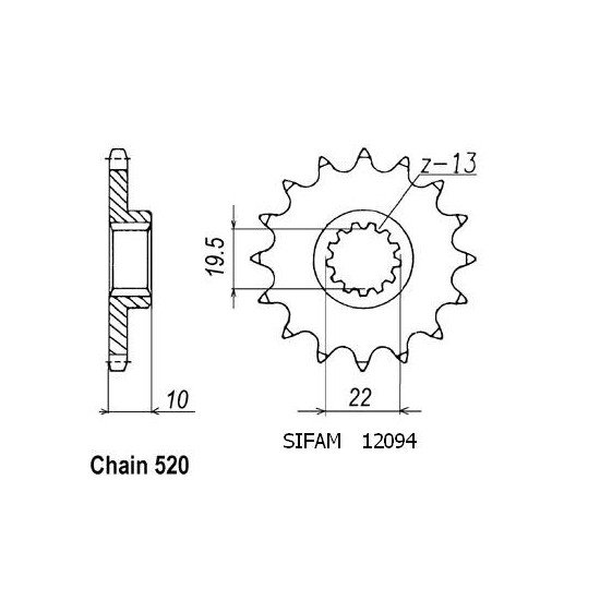 Pignon TT Suzuki - 520 - 12 Dents - Made in Germany