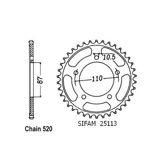Couronne Acier - 520 - 46 Dents - Made in Germany