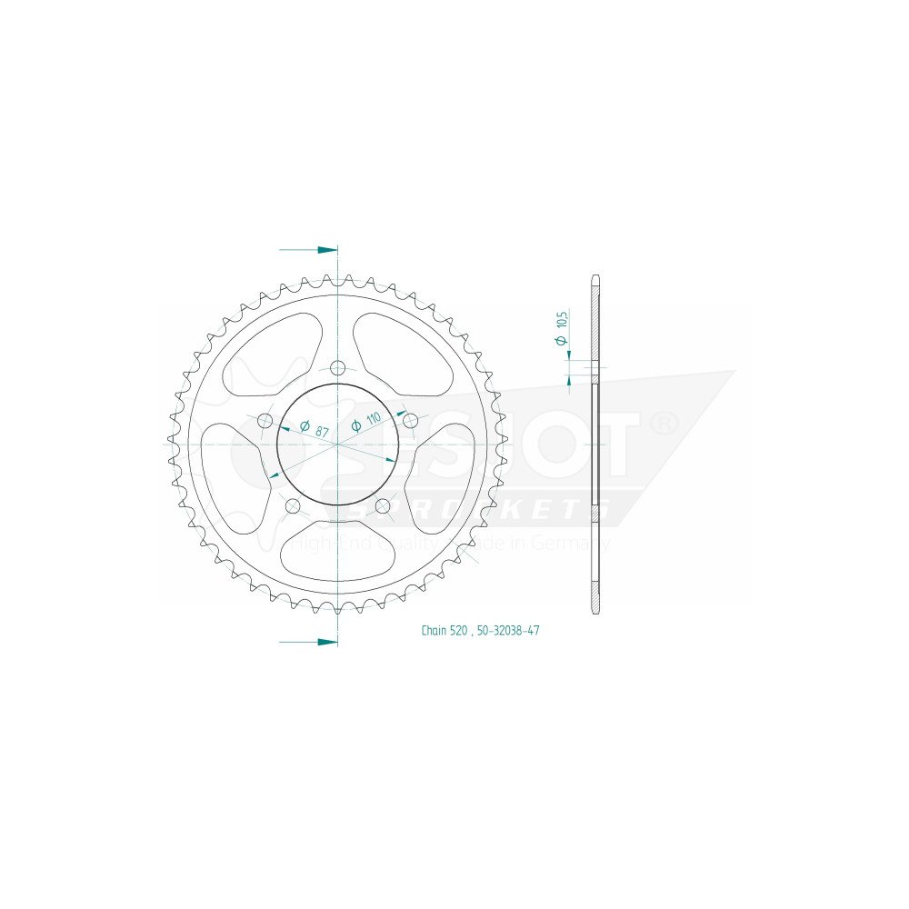 Couronne Esjot - Pas en 520 - 47 dents