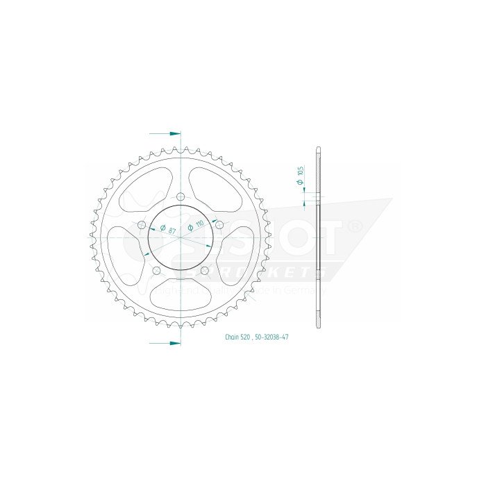 Couronne Esjot - Pas en 520 - 47 dents