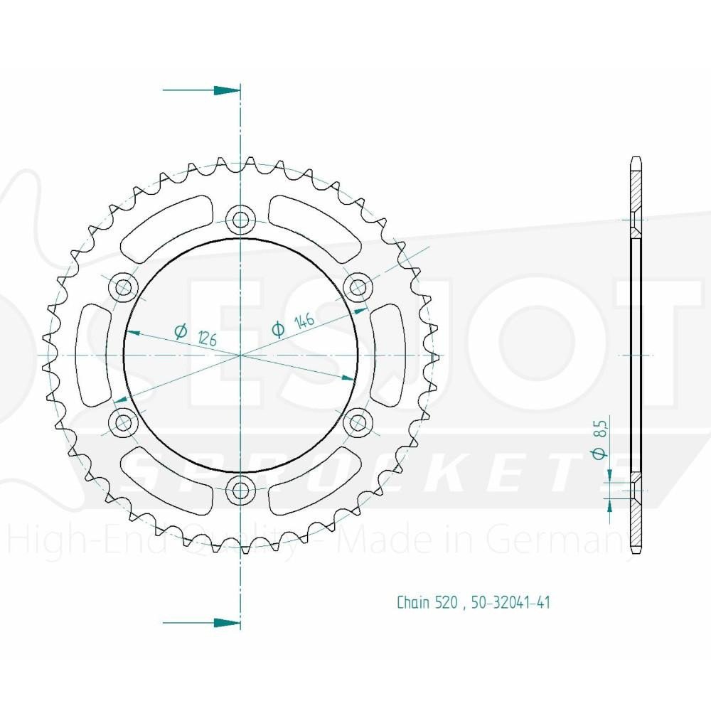 Couronne Acier TT Suzuki - 520 - 41 Dents - Similaire JTR808 - Made in