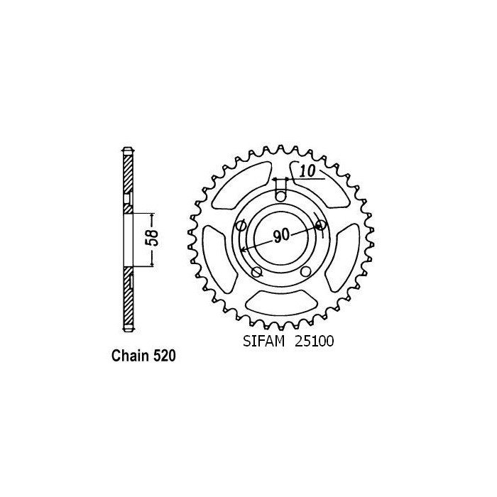 Couronne Acier Honda - 520 - 38 Dents - Similaire JTR604 - Made in Ger