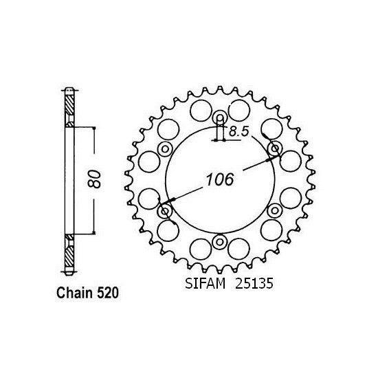 Couronne Acier Aprilia - 520 - 49 Dents - Similaire JTR22 - Made in Ge