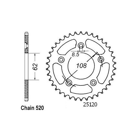 Couronne Acier Cagiva - 520 - 43 Dents - Similaire JTR701 - Made in Ge