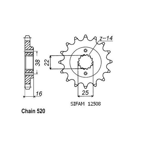 Pignon Ducati - 520 - 15 Dents - Made in Germany