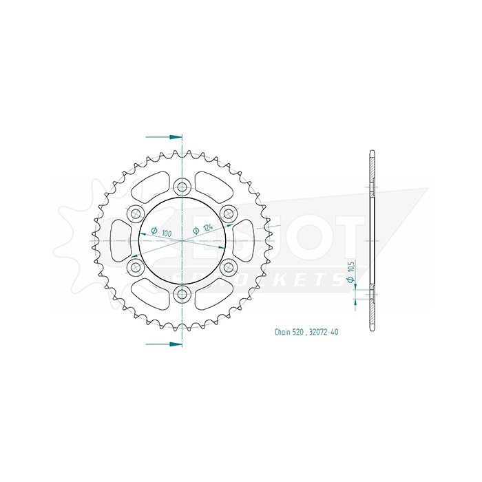 Couronne Acier Ducati - 520 - 40 Dents - Similaire JTR735 - Made in Ge