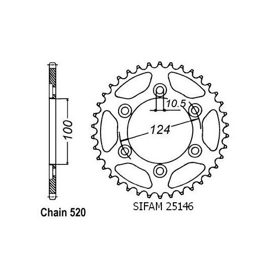 Couronne Acier Ducati - 520 - 48 Dents - Similaire JTR735 - Made in Ge
