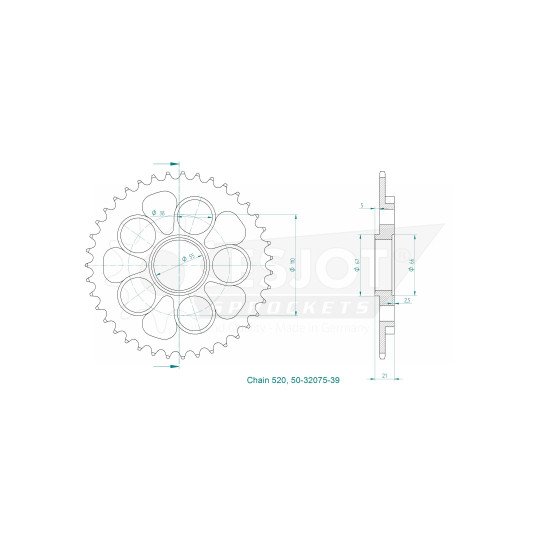 Couronne Acier - 520 - 39 Dents - Made in Germany