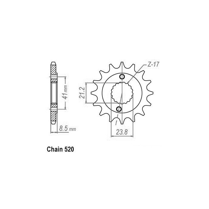 Pignon TT Honda - 520 - 14 Dents - Similaire JTF1322 - Made in Germany