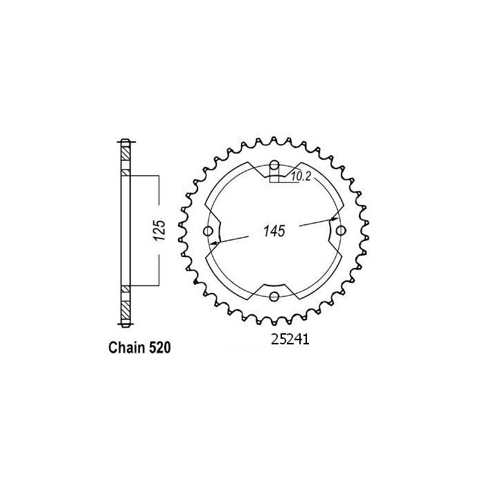Couronne Acier TT Yamaha - 520 - 38 Dents - Similaire JTR1857 - Made i