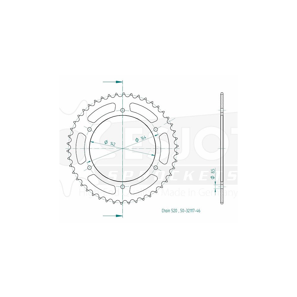 Couronne Acier Hyosung - 520 - 46 Dents - Made in Germany