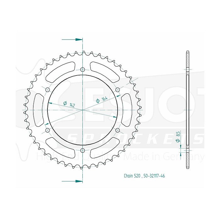 Couronne Acier Hyosung - 520 - 46 Dents - Made in Germany