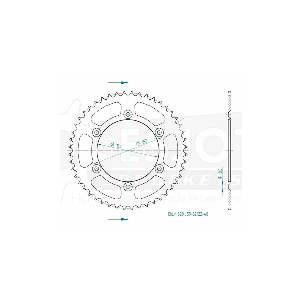 Couronne Acier Aprilia - 520 - 48 Dents - Similaire JTR706 - Made in G