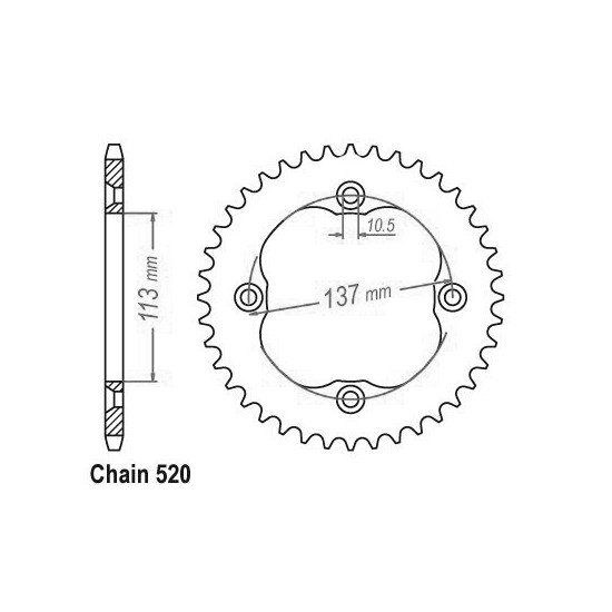 Couronne Acier - 520 - 38 Dents - Made in Germany