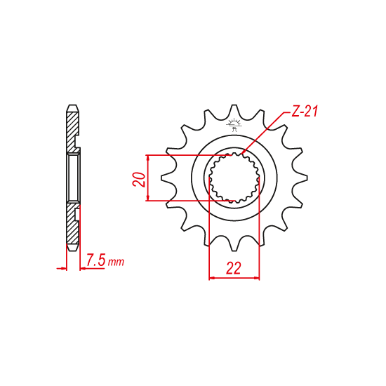Pignon TT Lightweight Honda - 520 - 12 Dents - Made in Germany