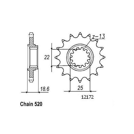 Pignon Kawasaki - 520 - 15 Dents - Similaire JTF1538 - Made in Germany