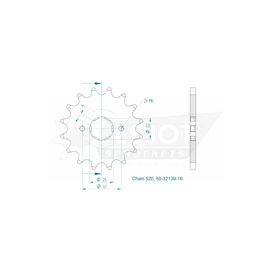 Pignon - 520 - 16 Dents - Made in Germany