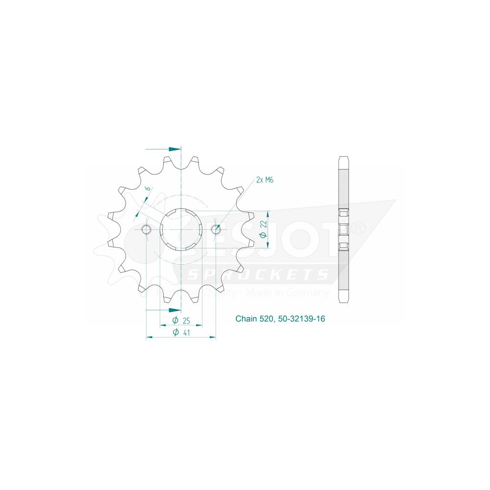 Pignon - 520 - 16 Dents - Made in Germany