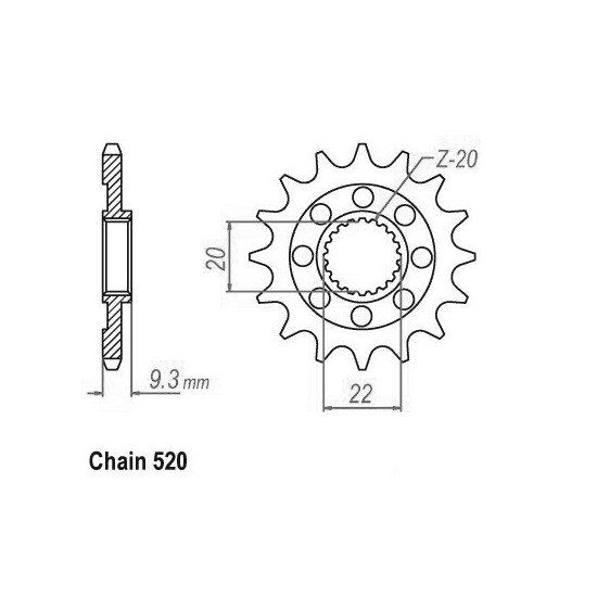 Pignon TT Lightweight Kawasaki - 520 - 13 Dents - Similaire JTF1446 -