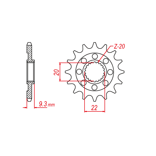 Pignon TT Lightweight Kawasaki - 520 - 14 Dents - Made in Germany