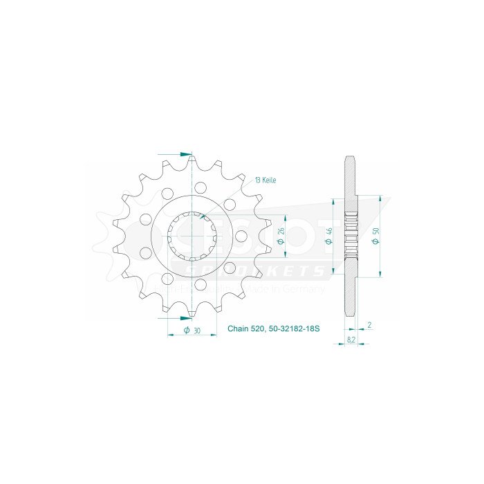 Pignon Lightweight - 520 - 18 Dents - Made in Germany