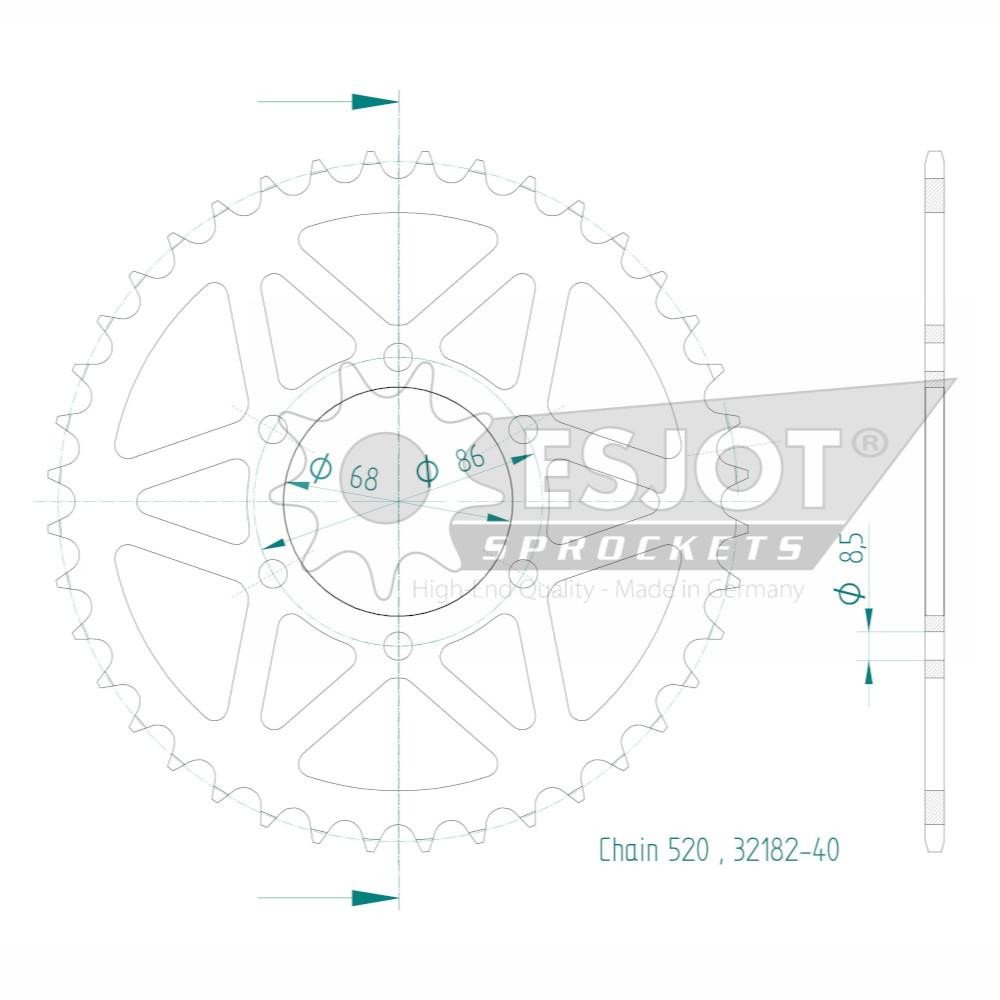 Couronne Esjot 520 - 40 Dents