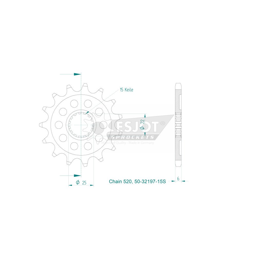 Pignon - 15 Dents Light - Made in Germany