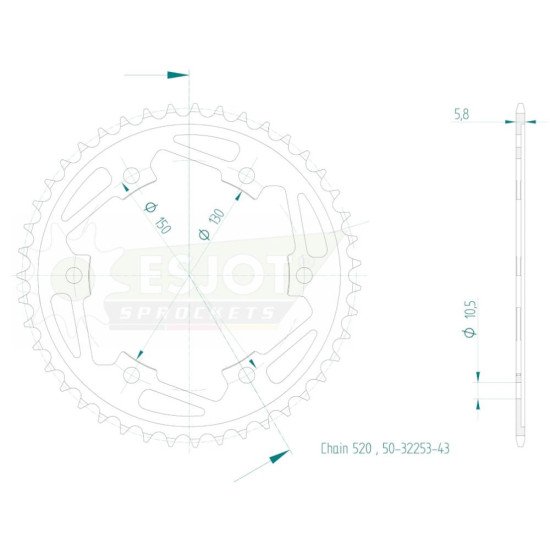 Couronne Acier Kawasaki - 520 - 43 Dents - Made in Germany