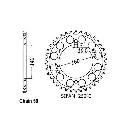 Couronne Acier Kawasaki - 530 - 49 Dents - Similaire JTR502 - Made in