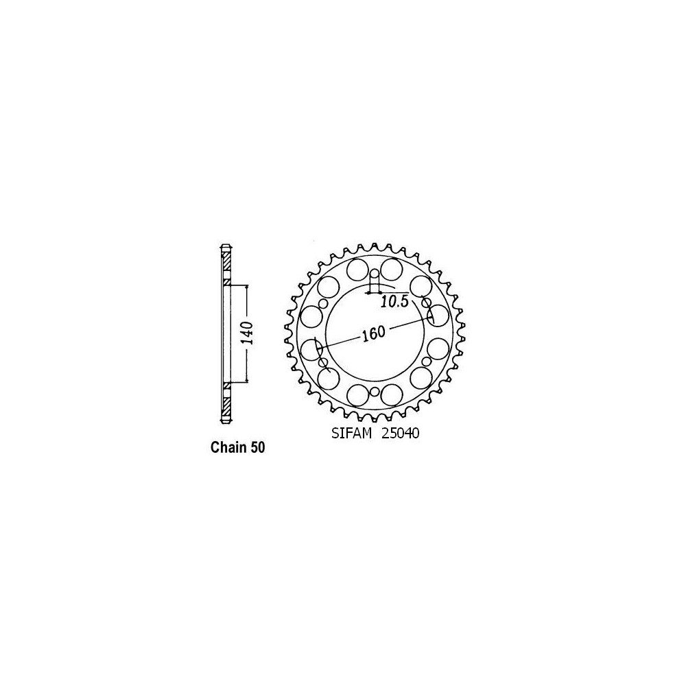 Couronne Acier Kawasaki - 530 - 49 Dents - Similaire JTR502 - Made in