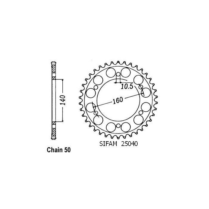 Couronne Acier Kawasaki - 530 - 49 Dents - Similaire JTR502 - Made in