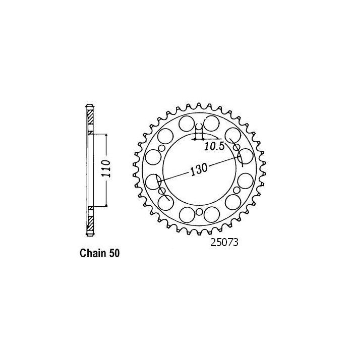 Couronne Acier Kawasaki-Suzuki - 530 - 42 Dents - Similaire JTR479 - M