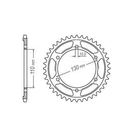 Couronne Acier Yamaha - 530 - 46 Dents - Similaire JTR479 - Made in Ge