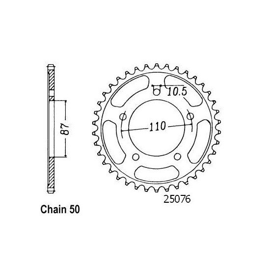 Couronne Acier Suzuki - 530 - 47 Dents - Similaire JTR829 - Made in Ge