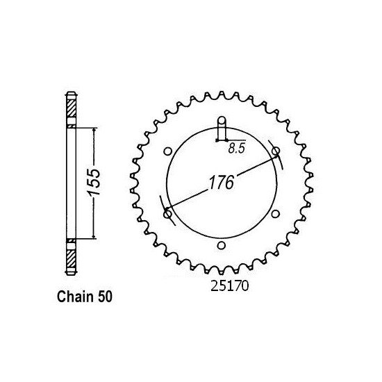 Couronne Acier Triumph - 530 - 42 Dents - Similaire JTR2011 - Made in