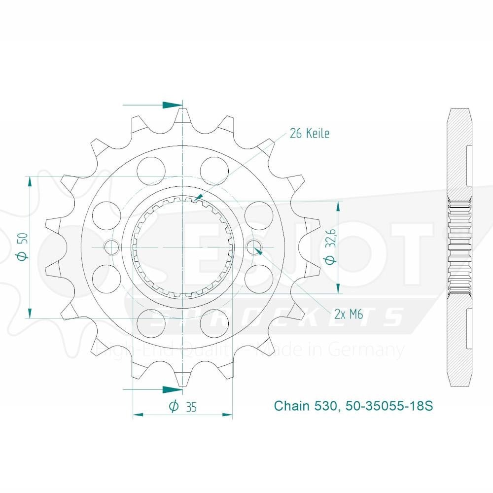Pignon - 18 Dents Light- Made in Germany
