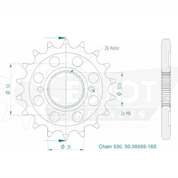 Pignon - 18 Dents Light- Made in Germany