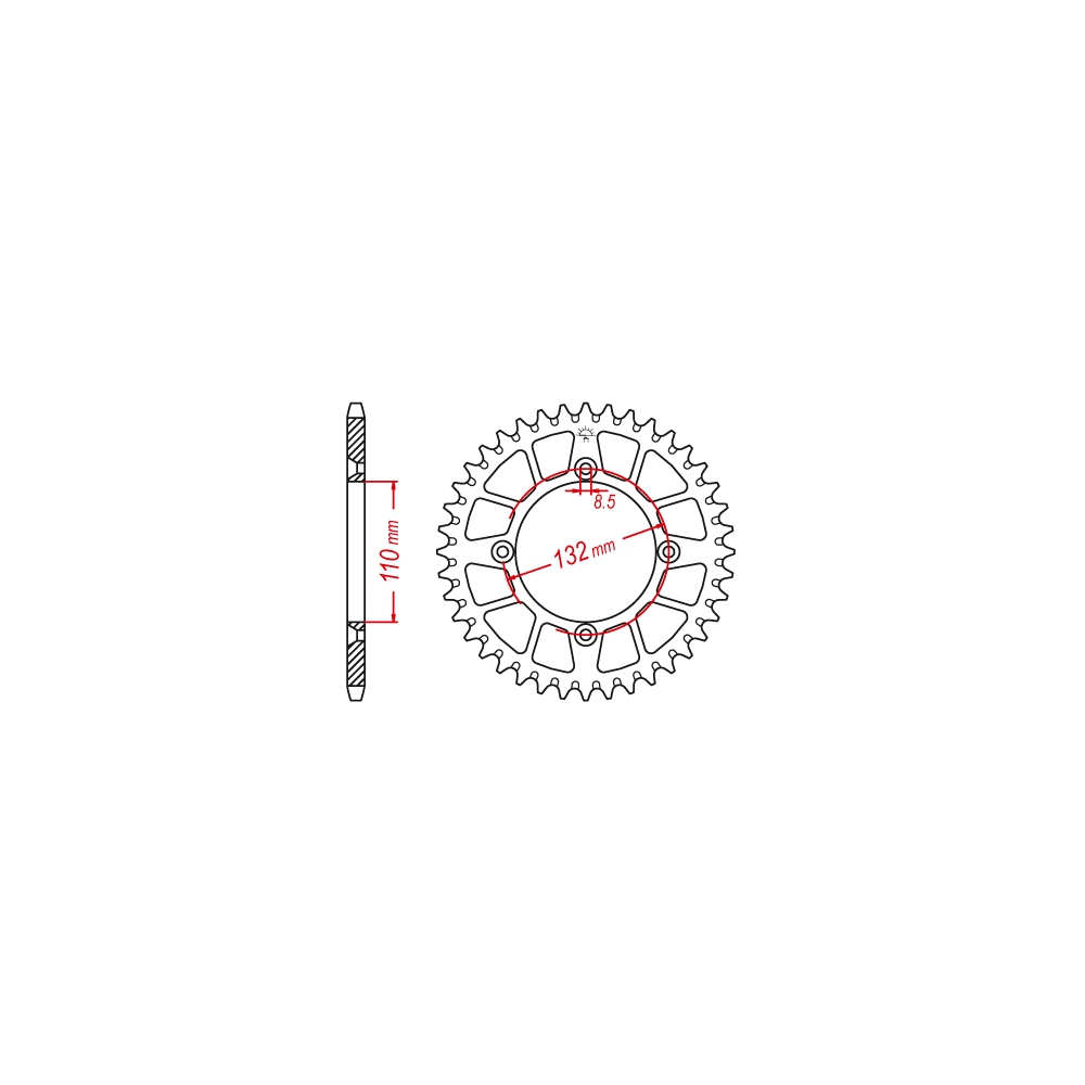 Couronne Alu TT KTM Orange - 428 - 50 Dents - Made in Germany