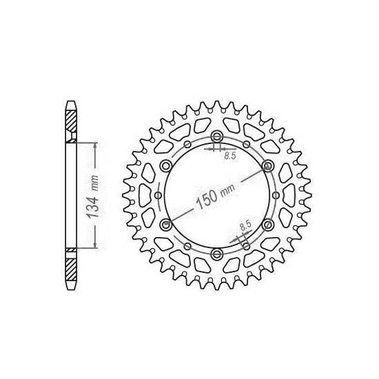 Couronne Alu TT Kawasaki-Suzuki Verte - 520 - 48 Dents - Similaire JTA
