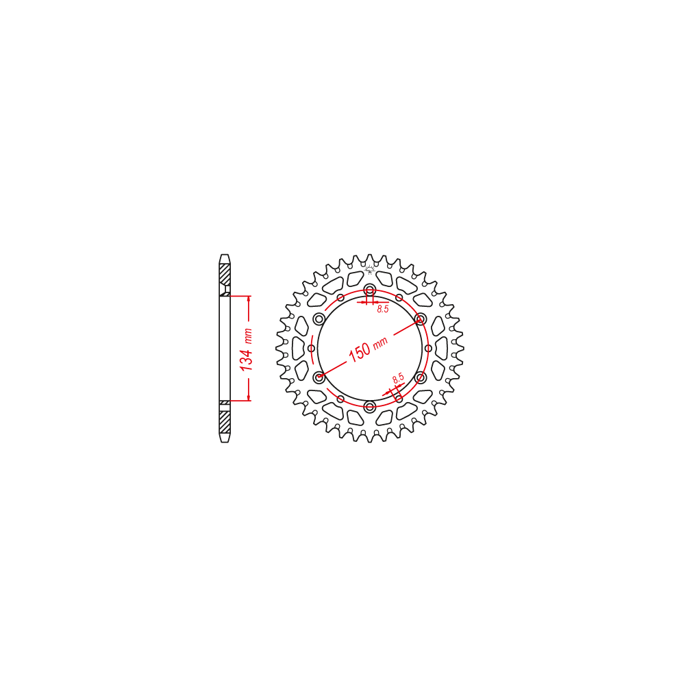 Couronne Alu TT Kawasaki Verte - 520 - 51 Dents - Similaire JTA460 - M