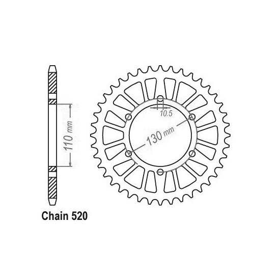 Couronne Alu Suzuki - 520 - 45 Dents - Similaire JTA486 - Made in Germ