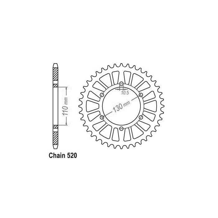 Couronne Alu - 520 - 47 Dents - Made in Germany