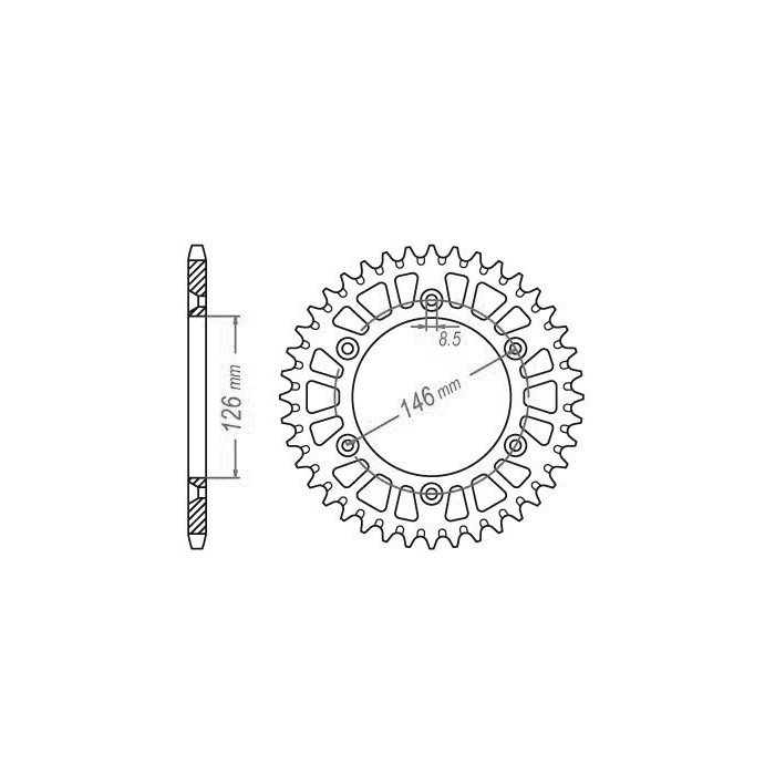 Couronne Alu TT Suzuki Jaune - 520 - 51 Dents - Similaire JTA808 - Mad