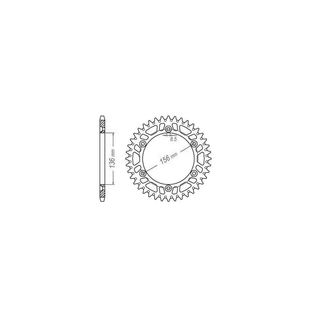 Couronne Alu TT Gas Gas Rouge - 520 - 48 Dents - Made in Germany