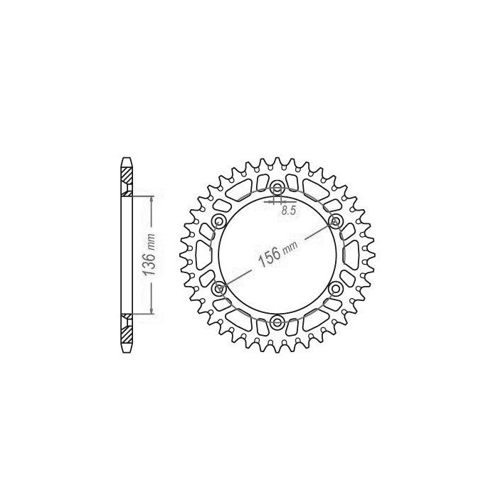 Couronne Alu TT Gas Gas Rouge - 520 - 48 Dents - Made in Germany